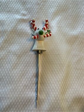 Holiday Reindeer Ceramic Fondue/Skewer Pick - White and Red